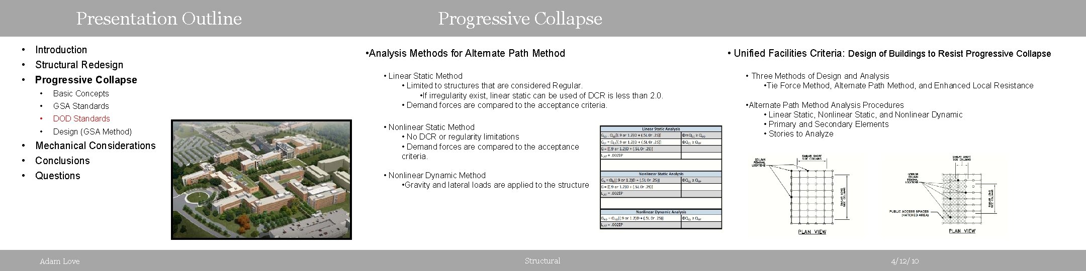 Presentation Outline • Introduction • Structural Redesign • Progressive Collapse • Basic Concepts •