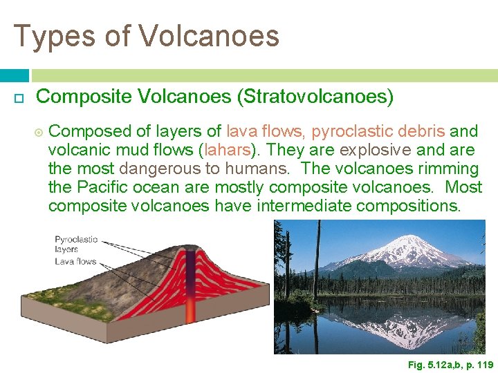Types of Volcanoes Composite Volcanoes (Stratovolcanoes) Composed of layers of lava flows, pyroclastic debris