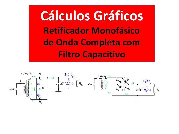 Cálculos Gráficos Retificador Monofásico de Onda Completa com Filtro Capacitivo 