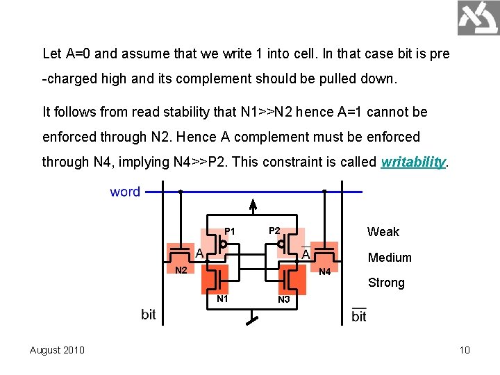 Let A=0 and assume that we write 1 into cell. In that case bit