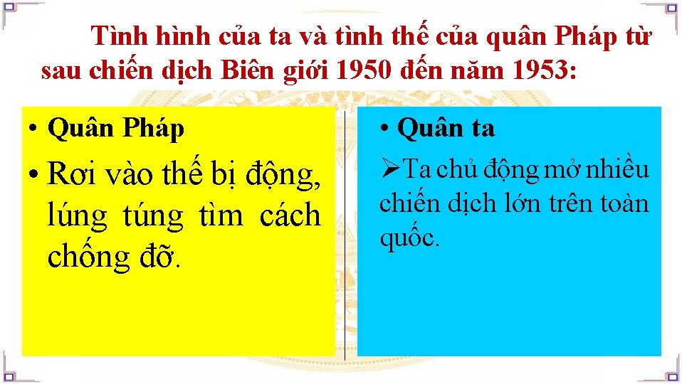 Tình hình của ta và tình thế của quân Pháp từ sau chiến dịch