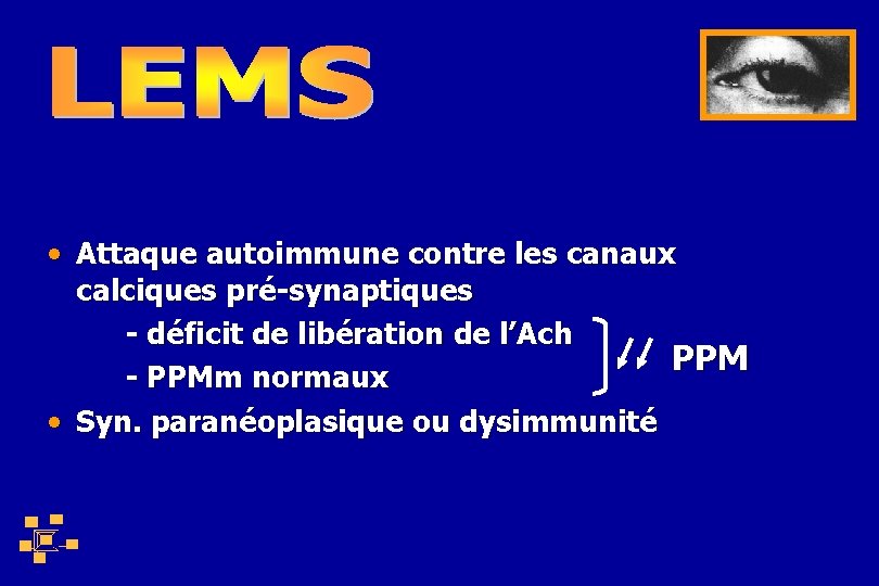  • Attaque autoimmune contre les canaux calciques pré-synaptiques - déficit de libération de