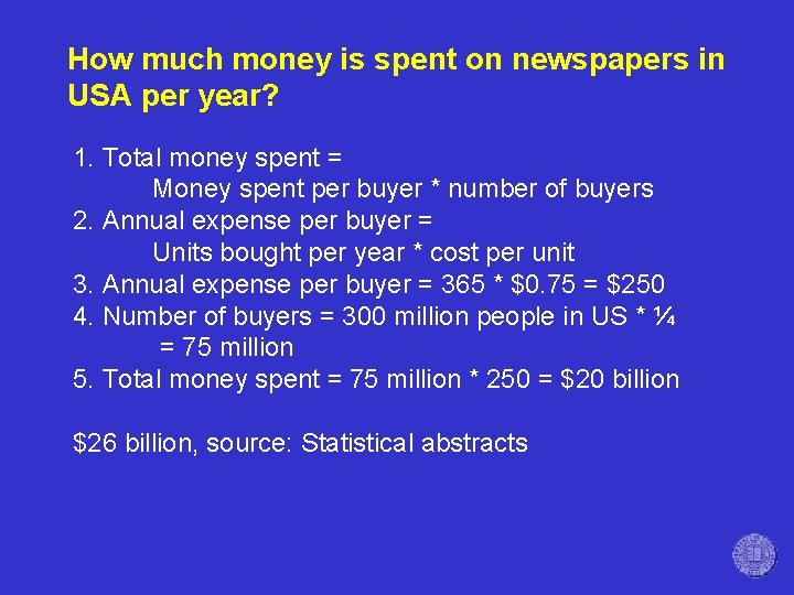 How much money is spent on newspapers in USA per year? 1. Total money