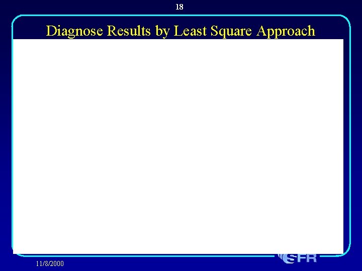 18 Diagnose Results by Least Square Approach * Results are based on experimental data