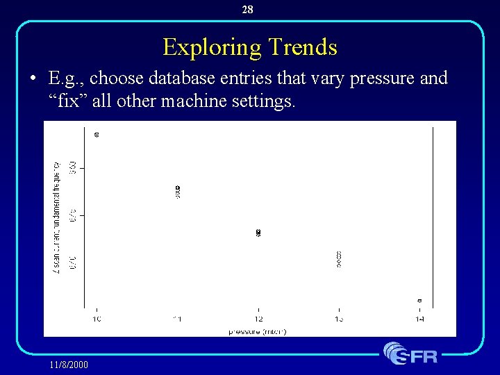 28 Exploring Trends • E. g. , choose database entries that vary pressure and