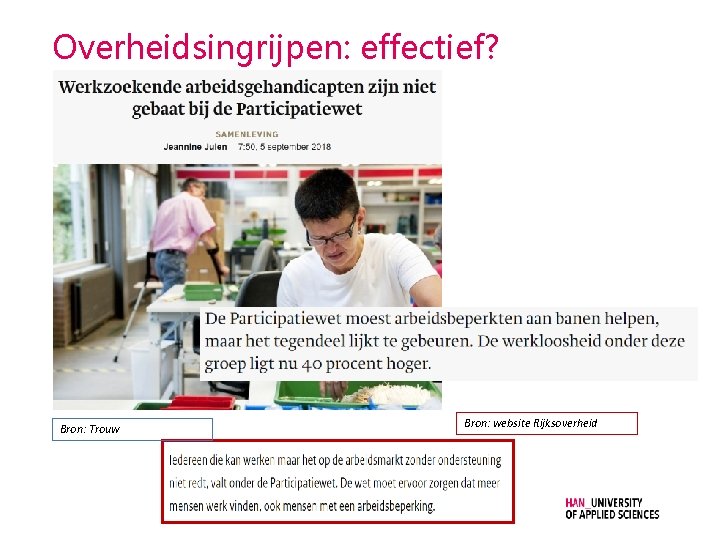 Overheidsingrijpen: effectief? Bron: Trouw Bron: website Rijksoverheid 