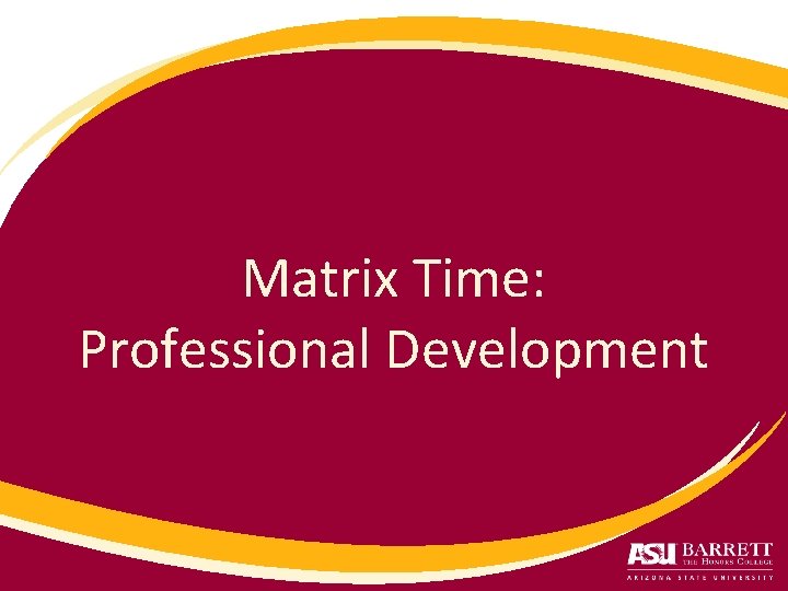 Matrix Time: Professional Development 