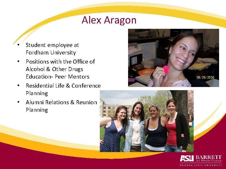 Alex Aragon • Student employee at Fordham University • Positions with the Office of