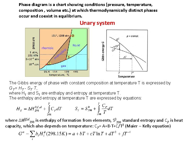 Phase diagram is a chart showing conditions (pressure, temperature, composition , volume etc. )