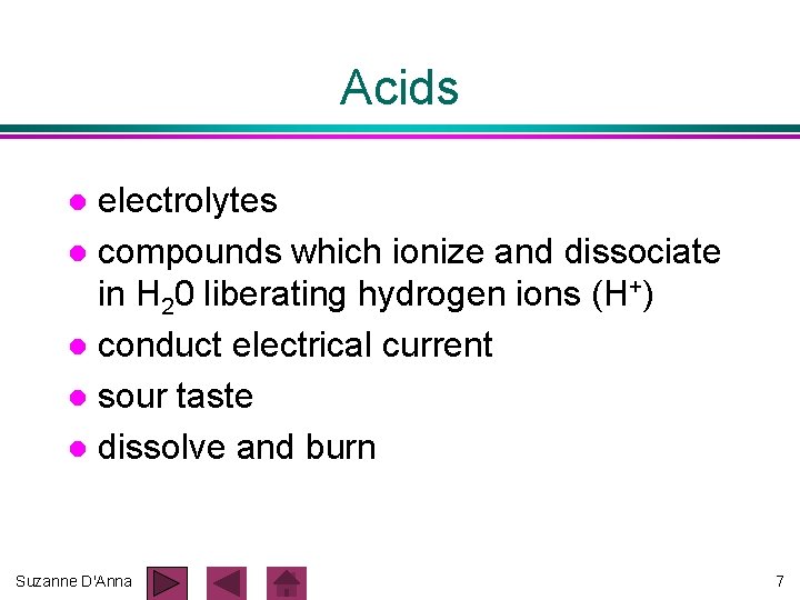 Acids electrolytes l compounds which ionize and dissociate in H 20 liberating hydrogen ions Acids electrolytes l compounds which ionize and dissociate in H 20 liberating hydrogen ions