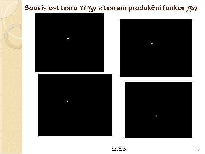 Souvislost tvaru TC(q) s tvarem produkční funkce f(x) 3. 12. 2009 5 