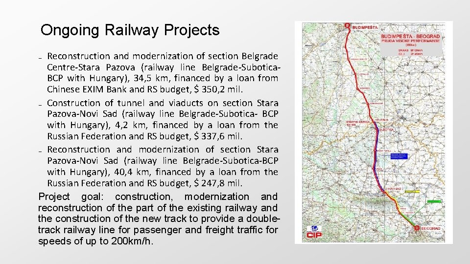 Ongoing Railway Projects ₋ Reconstruction and modernization of section Belgrade Centre-Stara Pazova (railway line