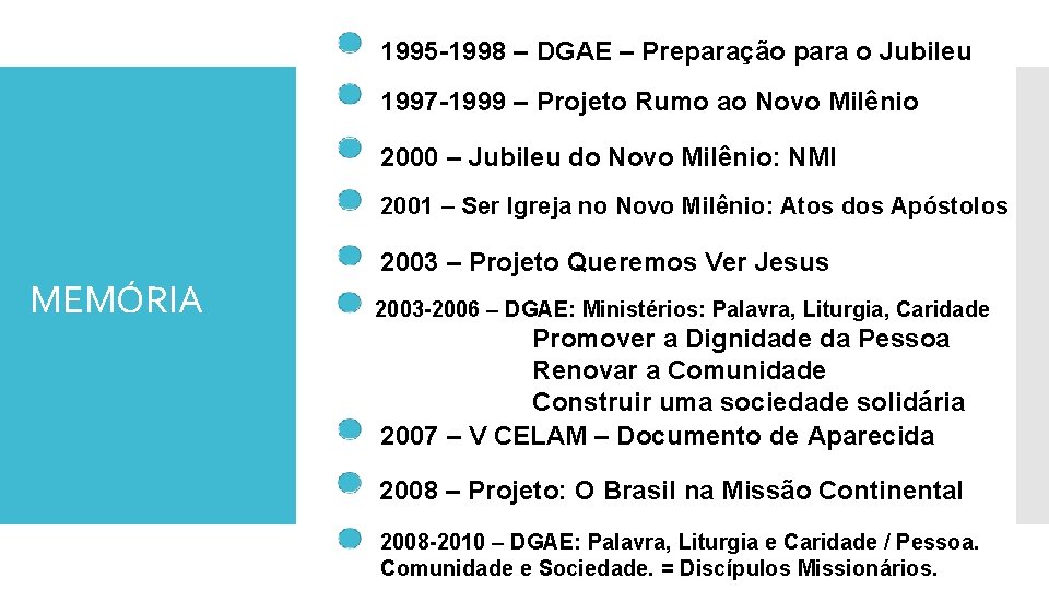 1995 -1998 – DGAE – Preparação para o Jubileu 1997 -1999 – Projeto Rumo