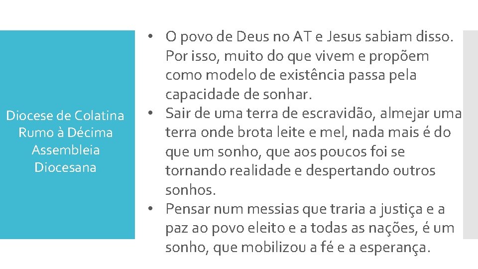 Diocese de Colatina Rumo à Décima Assembleia Diocesana • O povo de Deus no