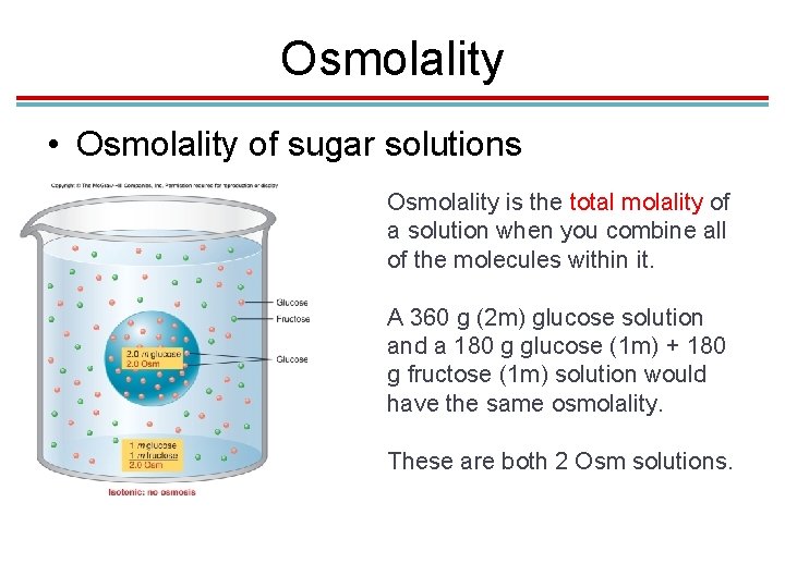 Osmolality • Osmolality of sugar solutions Osmolality is the total molality of a solution Osmolality • Osmolality of sugar solutions Osmolality is the total molality of a solution