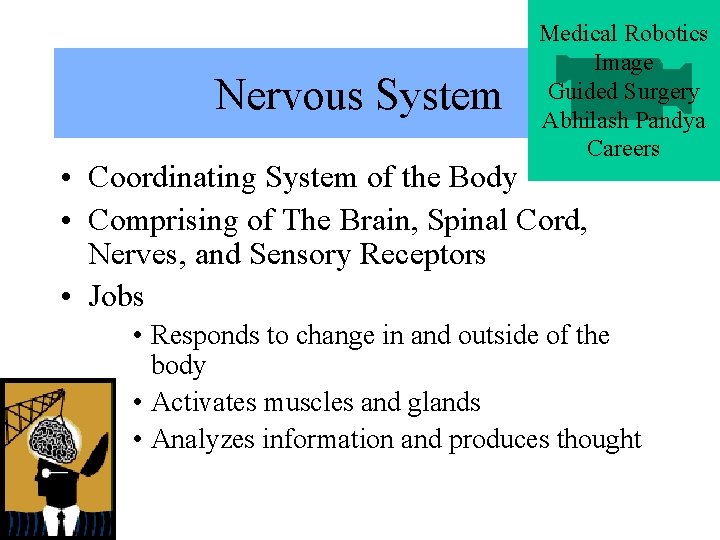 Nervous System Medical Robotics Image Guided Surgery Abhilash Pandya Careers • Coordinating System of