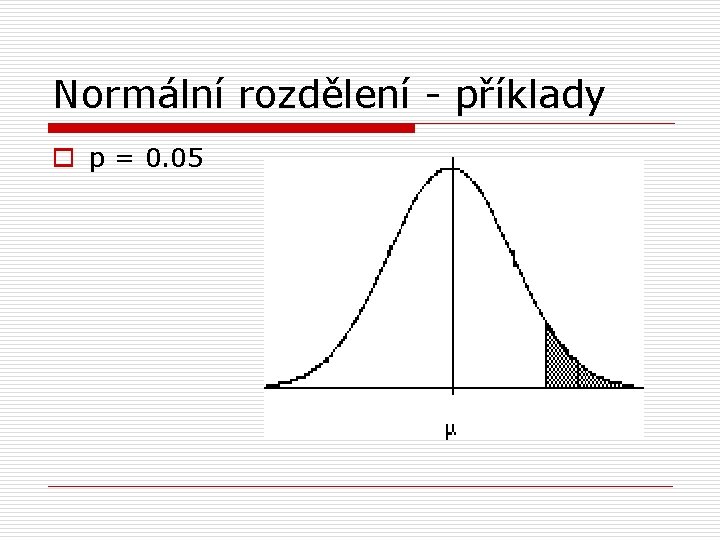 Normální rozdělení - příklady o p = 0. 05 