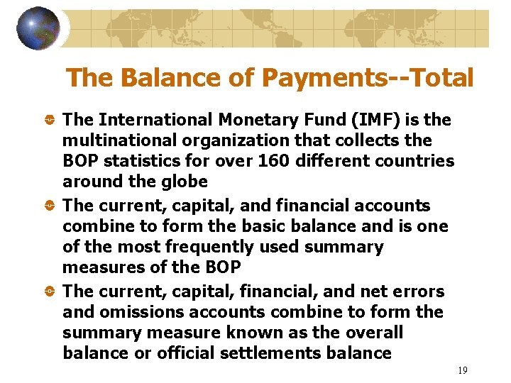 The Balance of Payments--Total The International Monetary Fund (IMF) is the multinational organization that