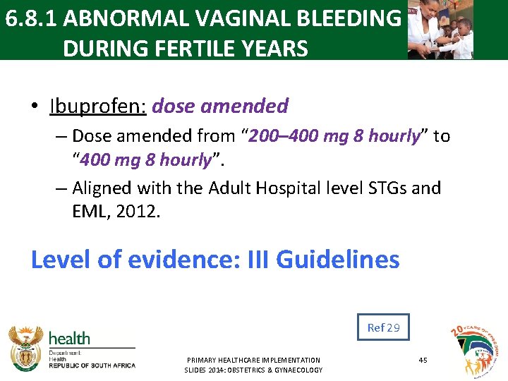 6. 8. 1 ABNORMAL VAGINAL BLEEDING DURING FERTILE YEARS • Ibuprofen: dose amended –