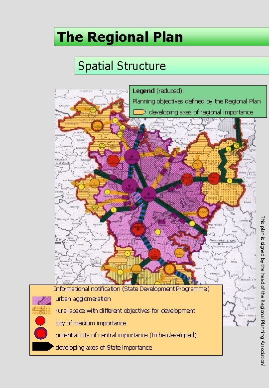 The Regional Plan Spatial Structure Legend (reduced): Planning objectives defined by the Regional Plan