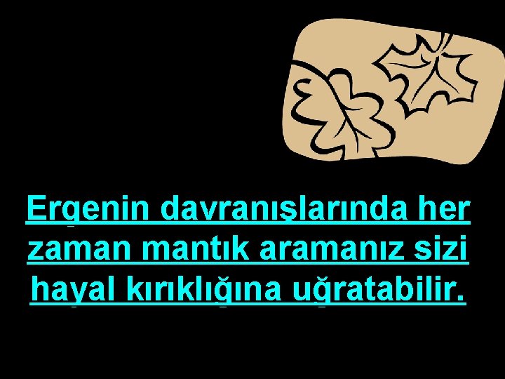 Ergenin davranışlarında her zaman mantık aramanız sizi hayal kırıklığına uğratabilir. 