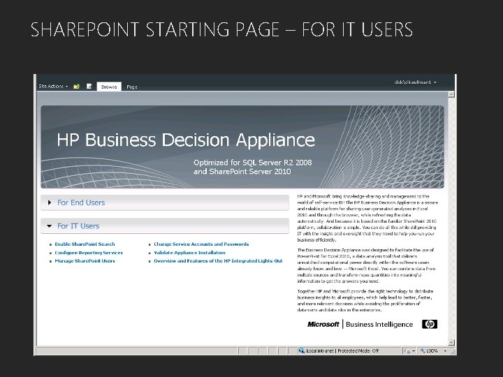 SHAREPOINT STARTING PAGE – FOR IT USERS 
