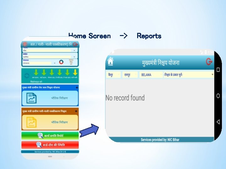 Home Screen -> Reports 