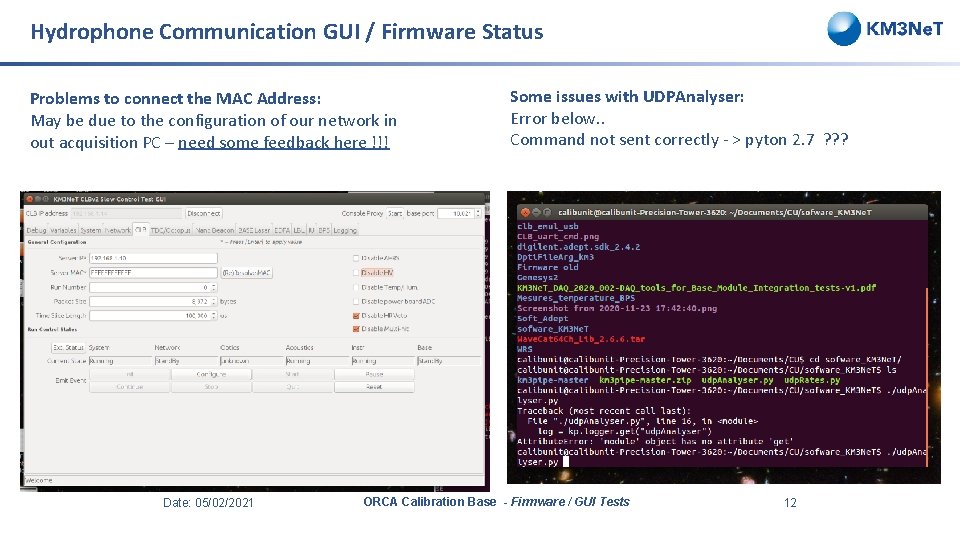 Hydrophone Communication GUI / Firmware Status Problems to connect the MAC Address: May be