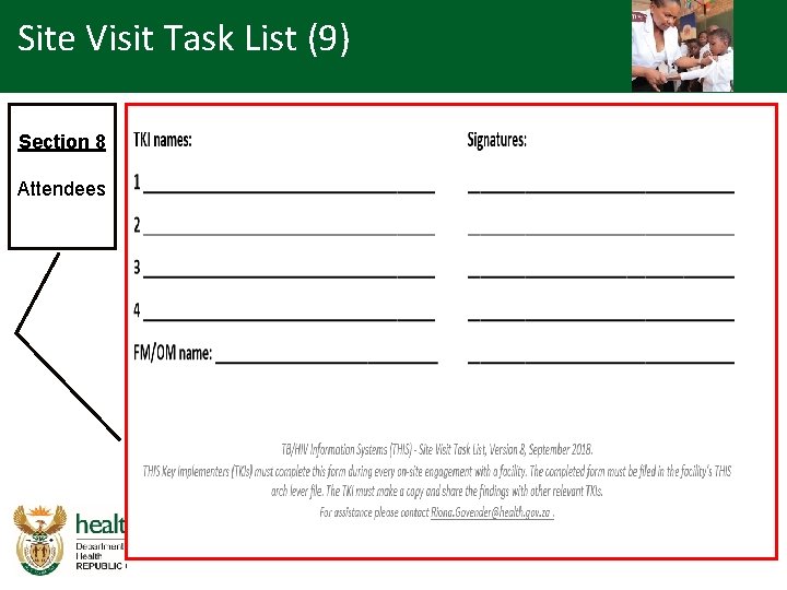 Site Visit Task List (9) Section 8 Attendees 
