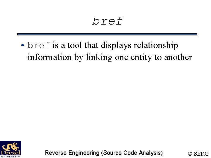 bref • bref is a tool that displays relationship information by linking one entity