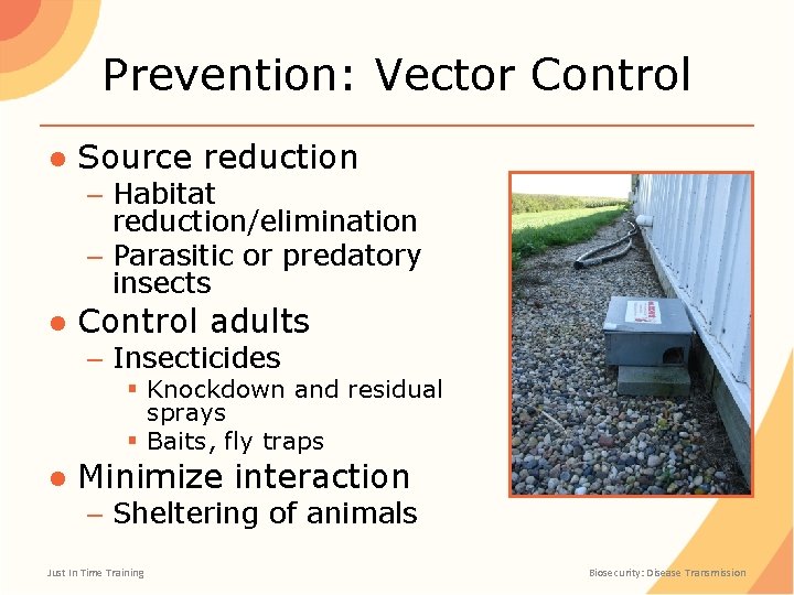 Prevention: Vector Control ● Source reduction – Habitat reduction/elimination – Parasitic or predatory insects
