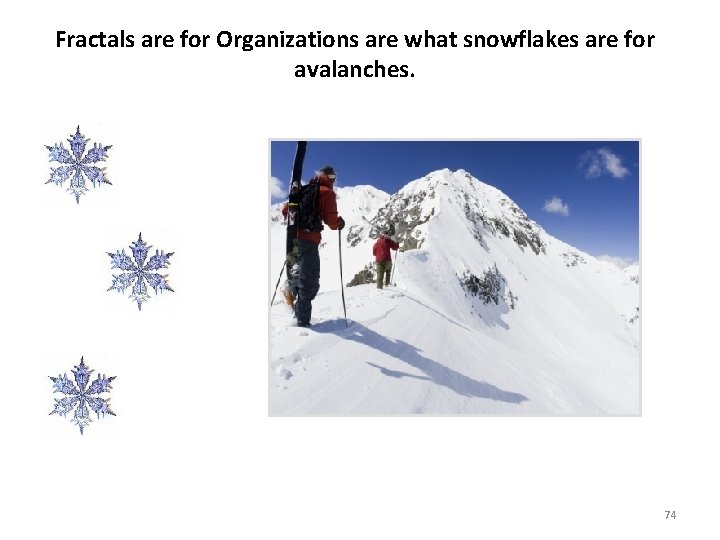 Fractals are for Organizations are what snowflakes are for avalanches. 74 