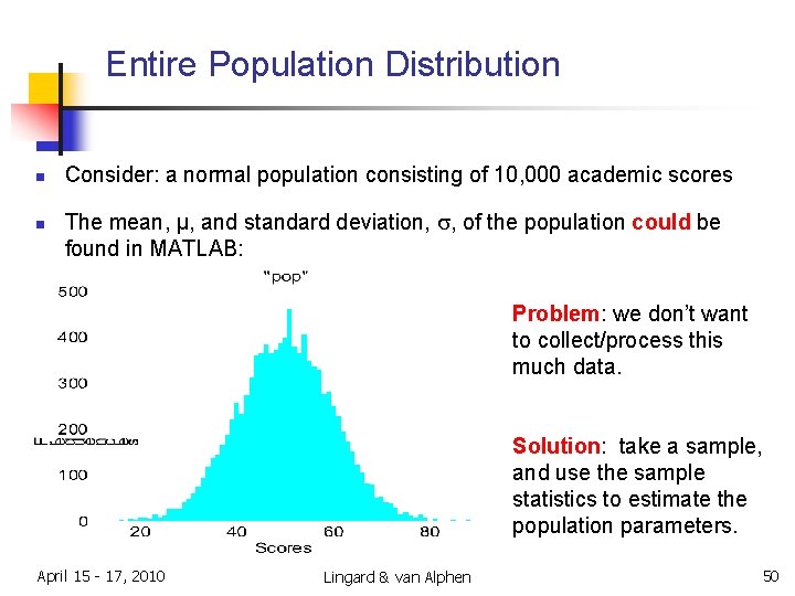 Entire Population Distribution n n Consider: a normal population consisting of 10, 000 academic