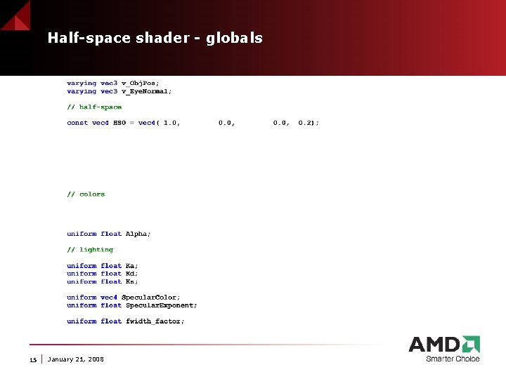 Half-space shader - globals 15 January 21, 2008 