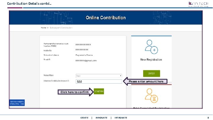 Contribution Details contd. . XXXXXX XXXXXXX@gmail. com Please enter amount here 500 Click here