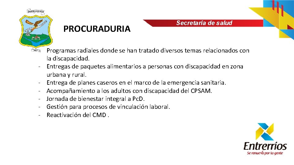 PROCURADURIA Secretaría de salud - Programas radiales donde se han tratado diversos temas relacionados