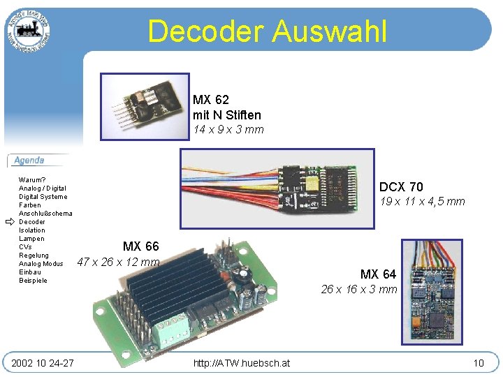 Decoder Auswahl MX 62 mit N Stiften 14 x 9 x 3 mm Warum?