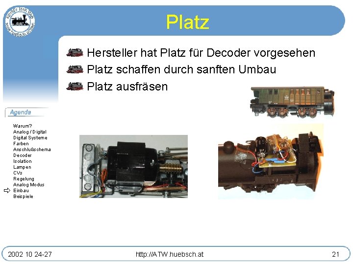 Platz Hersteller hat Platz für Decoder vorgesehen Platz schaffen durch sanften Umbau Platz ausfräsen