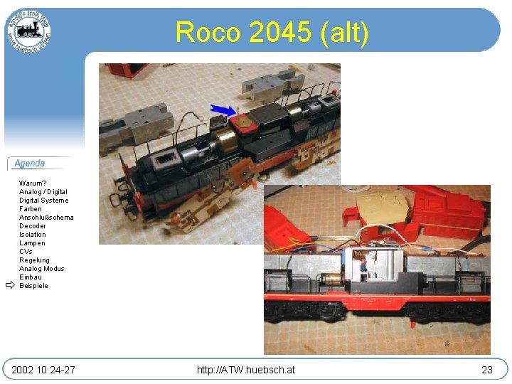 Roco 2045 (alt) Warum? Analog / Digital Systeme Farben Anschlußschema Decoder Isolation Lampen CVs