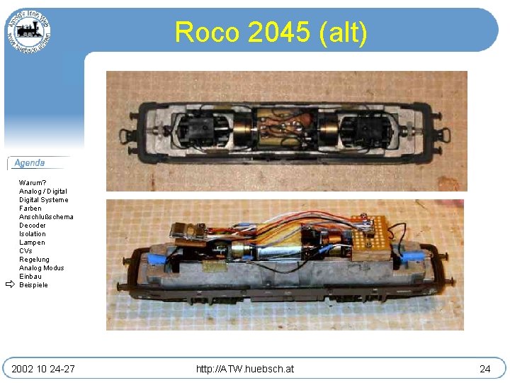 Roco 2045 (alt) Warum? Analog / Digital Systeme Farben Anschlußschema Decoder Isolation Lampen CVs