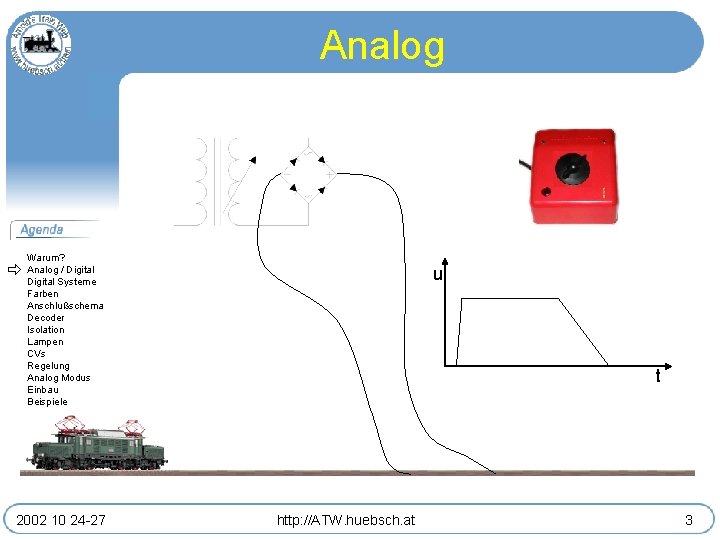 Analog Warum? Analog / Digital Systeme Farben Anschlußschema Decoder Isolation Lampen CVs Regelung Analog