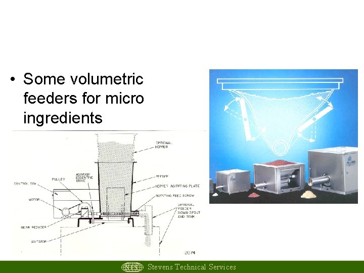 Continuous mixing allows volumetric dosing of micro ingredients • Some volumetric feeders for micro