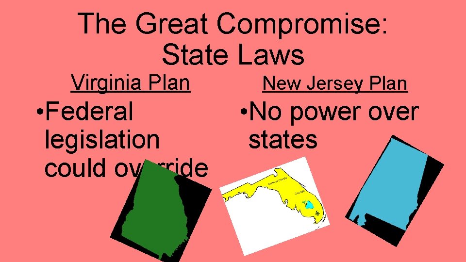 The Great Compromise: State Laws Virginia Plan • Federal legislation could override New Jersey