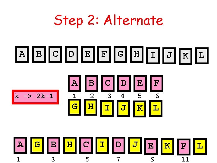 Step 2: Alternate A B C D 1 G B 3 F G H