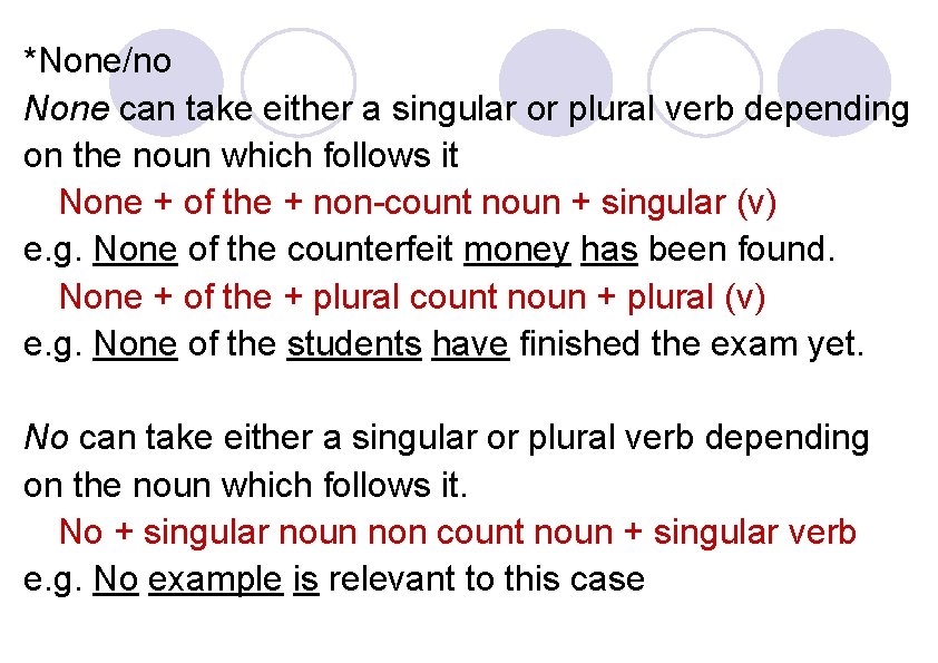 *None/no None can take either a singular or plural verb depending on the noun