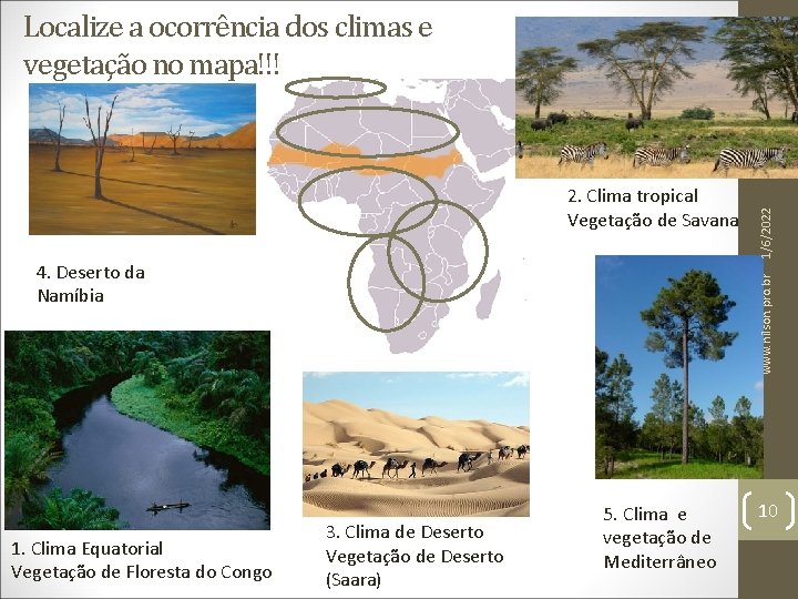 2. Clima tropical Vegetação de Savana 1. Clima Equatorial Vegetação de Floresta do Congo