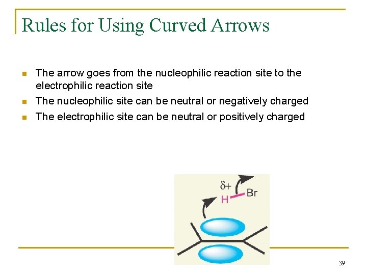 Rules for Using Curved Arrows n n n The arrow goes from the nucleophilic