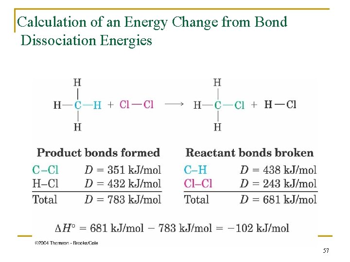 Calculation of an Energy Change from Bond Dissociation Energies 57 