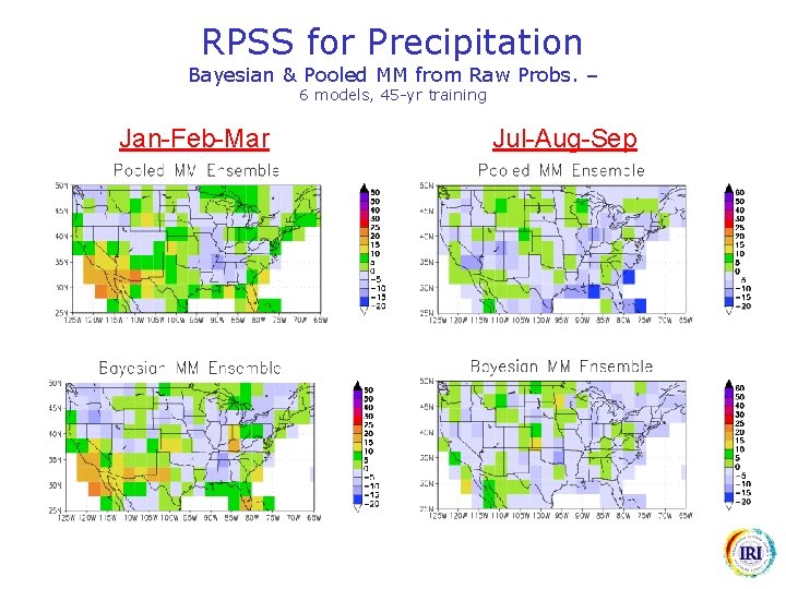 RPSS for Precipitation Bayesian & Pooled MM from Raw Probs. – 6 models, 45