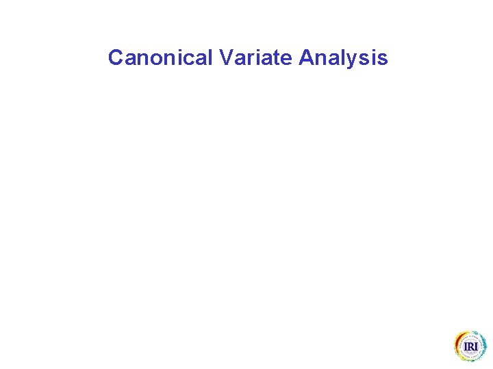 Canonical Variate Analysis 